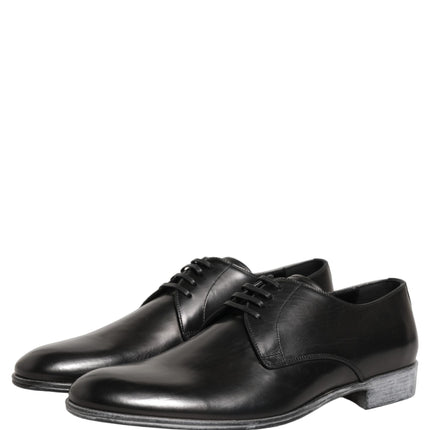 Dolce & Gabbana Dress Black Leather Lace Up Derby Men Shoes