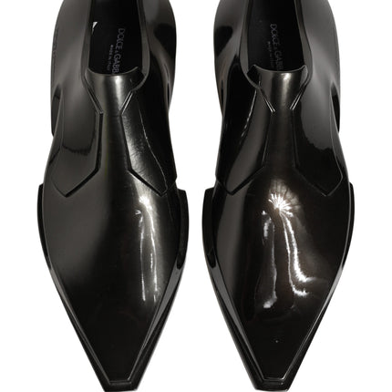 Dolce & Gabbana Dress Shiny Black Slip On Plastic Dress Shoes