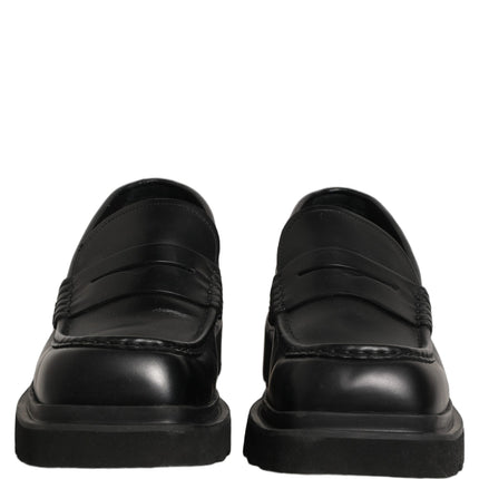 Dolce & Gabbana Black Calfskin Leather Men Dress Loafer Shoes