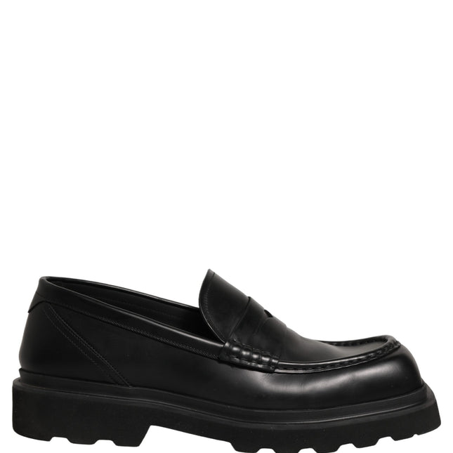 Dolce & Gabbana Black Calfskin Leather Men Dress Loafer Shoes