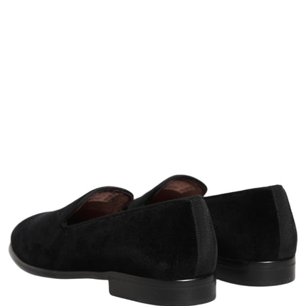 Dolce & Gabbana Black Velvet Loafers Formal Men Dress Shoes