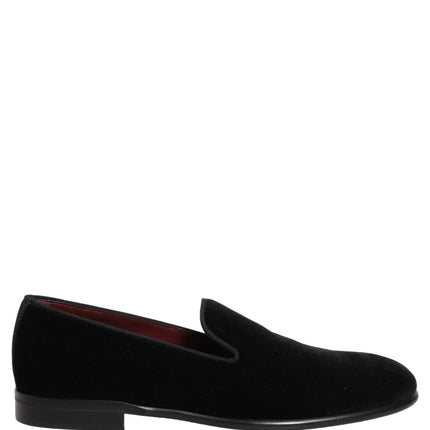 Dolce & Gabbana Black Velvet Loafers Formal Men Dress Shoes