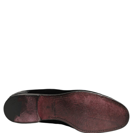 Dolce & Gabbana Black Velvet Loafers Formal Men Dress Shoes