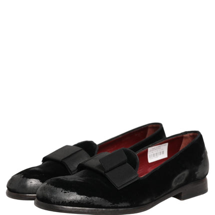 Dolce & Gabbana Black Velvet Loafers Formal Men Dress Shoes