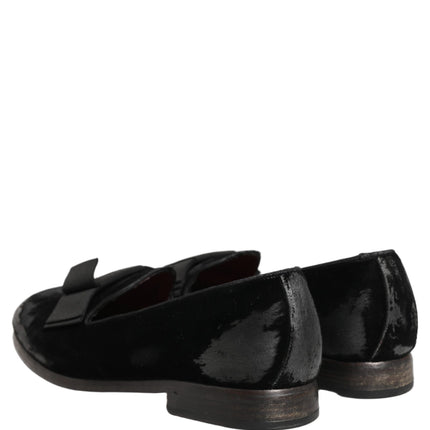 Dolce & Gabbana Black Velvet Loafers Formal Men Dress Shoes