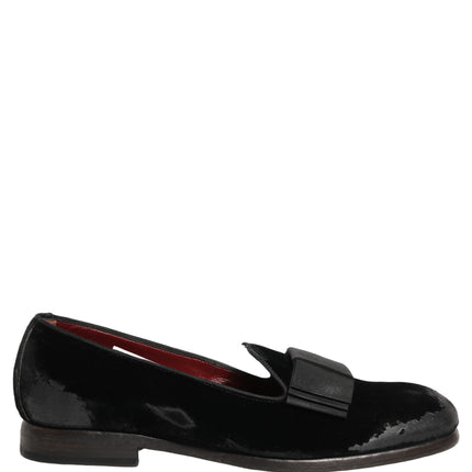 Dolce & Gabbana Black Velvet Loafers Formal Men Dress Shoes