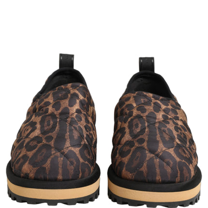 Dolce & Gabbana Brown Leopard Print Quilted Men Sneakers Shoes