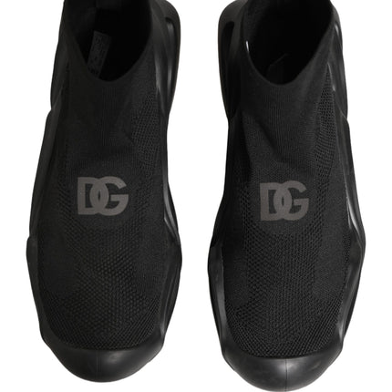 Dolce & Gabbana Black Slip On Wave Socks Men Sneakers Shoes