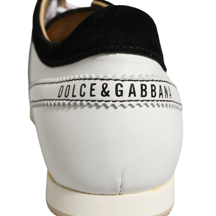 Dolce & Gabbana Black White Leather Suede Low Top Sneakers Shoes