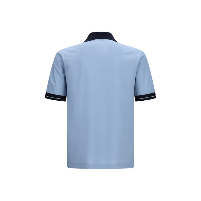 Ferragamo Blue Cotton Polo Shirt