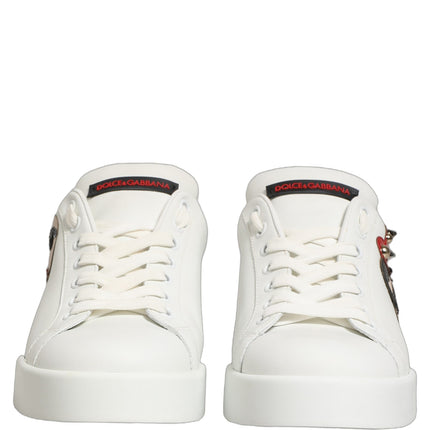Dolce & Gabbana White Patch Calfskin Nappa Portofino Sneakers Shoes