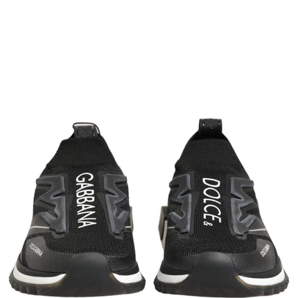 Dolce & Gabbana Black White Sorrento Slip-On Logo Sneakers Shoes
