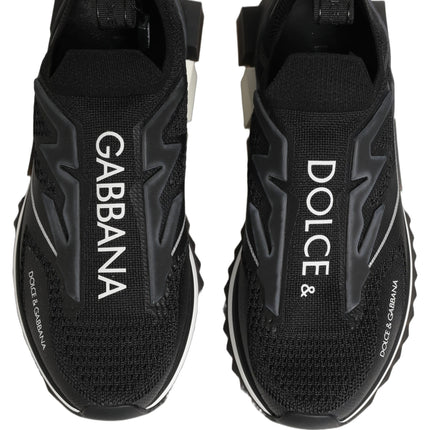 Dolce & Gabbana Black White Sorrento Slip-On Logo Sneakers Shoes