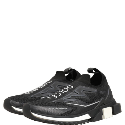 Dolce & Gabbana Black White Sorrento Slip-On Logo Sneakers Shoes