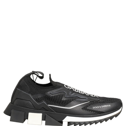 Dolce & Gabbana Black White Sorrento Slip-On Logo Sneakers Shoes