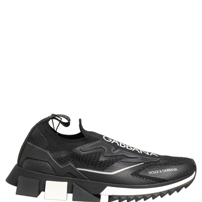 Dolce & Gabbana Black White Sorrento Slip-On Logo Sneakers Shoes
