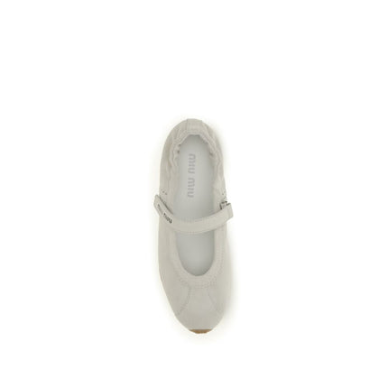 Miu Miu White Calf Leather Bos Taurus Ballet Flats