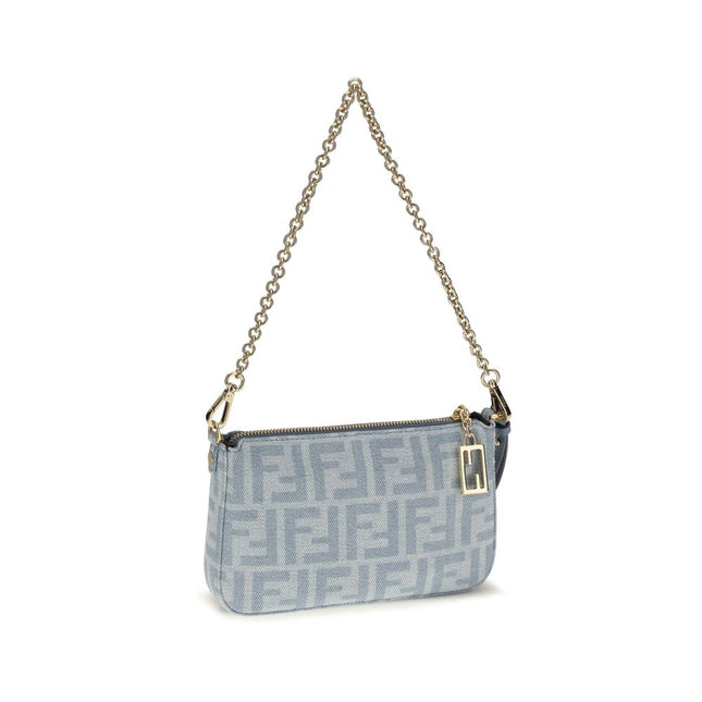 Fendi Blue Cotton Clutch Bag