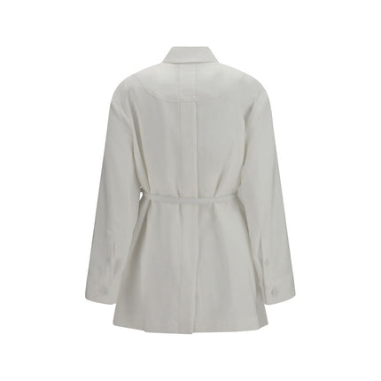 Fendi White Linen Full-Length Jacket