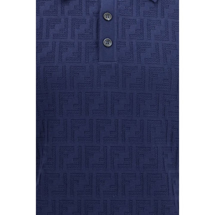 Fendi Blue Cotton Polo Shirt