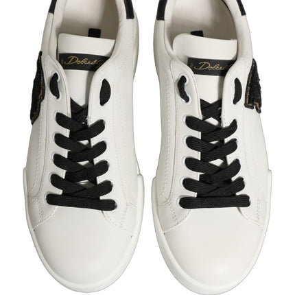 Dolce & Gabbana White Leather DG Logo Low Top Sneakers Shoes