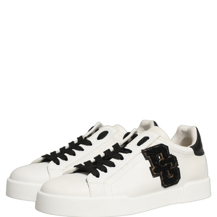 Dolce & Gabbana White Leather DG Logo Low Top Sneakers Shoes