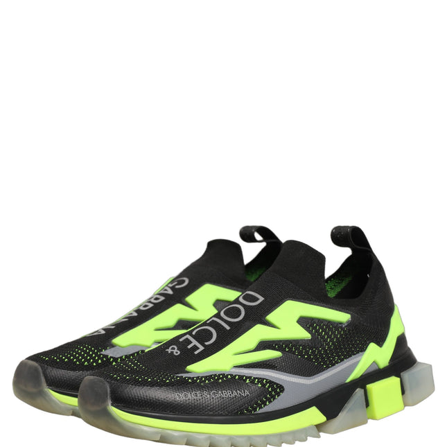 Dolce & Gabbana Black Green Sorrento Low Top Sneakers Shoes