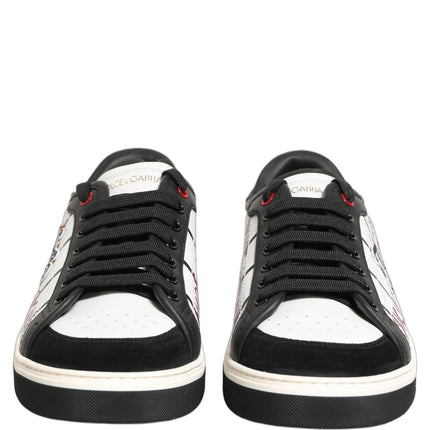 Dolce & Gabbana White Black DG Logo King Patch Low-Top Sneaker Shoes