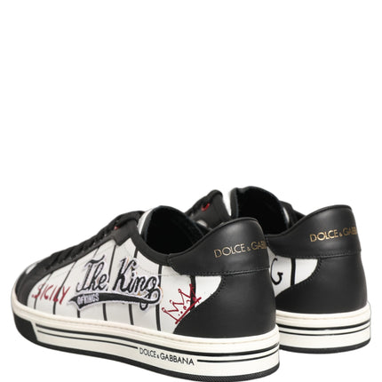 Dolce & Gabbana White Black DG Logo King Patch Low-Top Sneaker Shoes