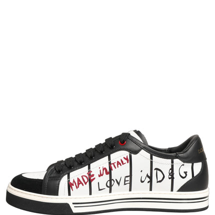 Dolce & Gabbana White Black DG Logo King Patch Low-Top Sneaker Shoes
