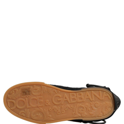 Dolce & Gabbana Black Leather Low Trainers Men Sneakers Shoes