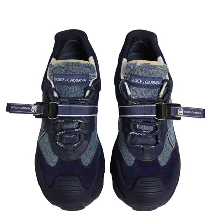 Dolce & Gabbana Blue Airmaster Panelled Low Top Denim Sneakers Shoes