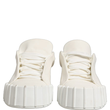 Dolce & Gabbana White Leather Low Top Lace Up Sneakers Shoes