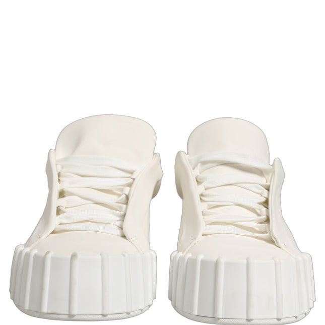 Dolce & Gabbana White Leather Low Top Lace Up Sneakers Shoes