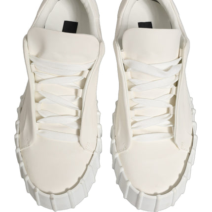 Dolce & Gabbana White Leather Low Top Lace Up Sneakers Shoes