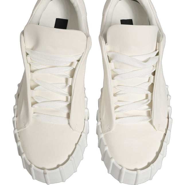 Dolce & Gabbana White Leather Low Top Lace Up Sneakers Shoes
