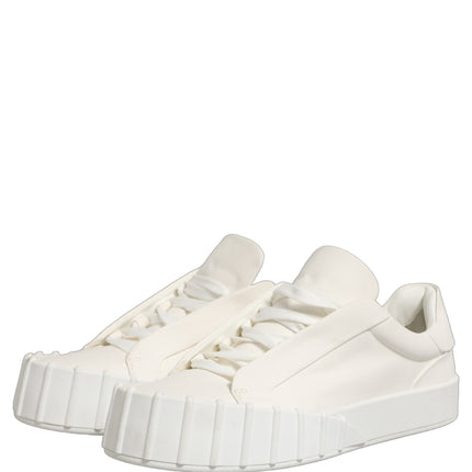 Dolce & Gabbana White Leather Low Top Lace Up Sneakers Shoes
