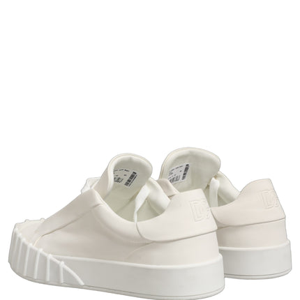 Dolce & Gabbana White Leather Low Top Lace Up Sneakers Shoes