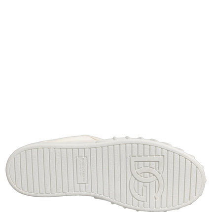 Dolce & Gabbana White Leather Low Top Lace Up Sneakers Shoes