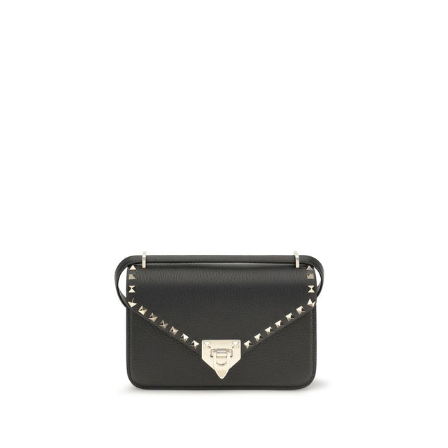 Valentino Garavani Black Calf Leather Bos Taurus Shoulder Bag