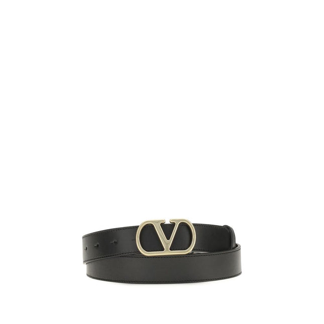 Valentino Garavani Black Calf Leather Bos Taurus Regular Belt