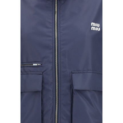 Miu Miu Blue Polyester Full-Length Jacket