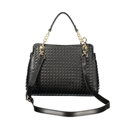 Mario Valentino Black Polyurethane Women's Bag with Adjustable Strap