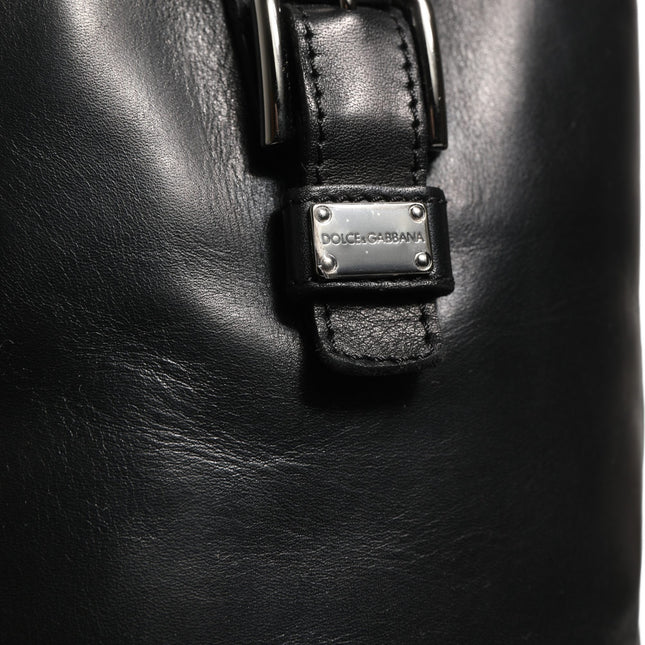 Dolce & Gabbana Black Leather Buckle Detail Mid Calf Boots Shoes