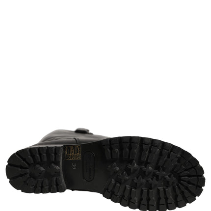 Dolce & Gabbana Black Leather Buckle Detail Mid Calf Boots Shoes