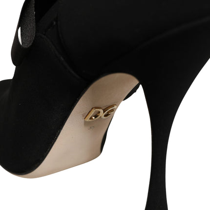 Dolce & Gabbana Black Stiletto Heels Mid Calf Boots Shoes