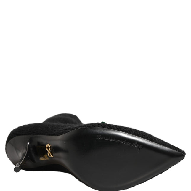 Dolce & Gabbana Black Stiletto Heels Mid Calf Boots Shoes