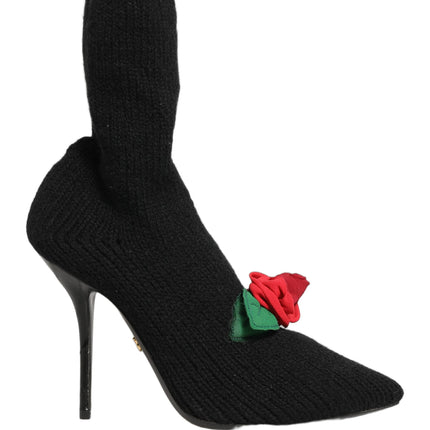 Dolce & Gabbana Black Stiletto Heels Mid Calf Boots Shoes