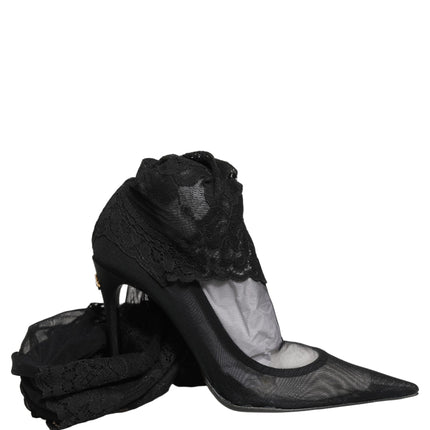 Dolce & Gabbana Black Over The Knee Sock Pumps Boots Shoes