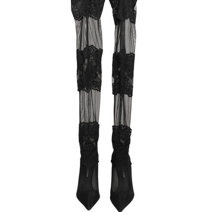 Dolce & Gabbana Black Over The Knee Sock Pumps Boots Shoes